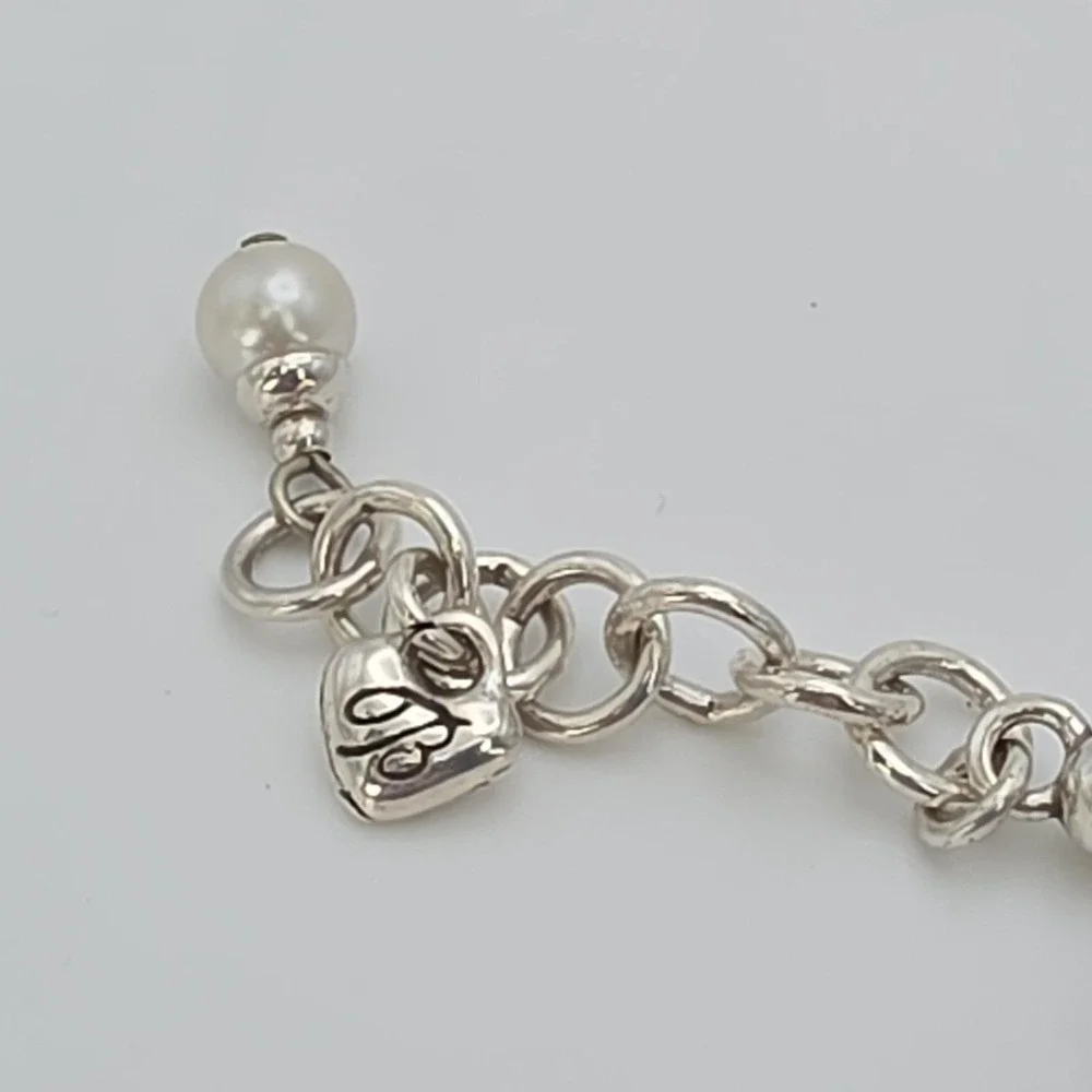 BRIGHTON 'Sophisticate' Bracelet Faux Pearls BELeads Silver Plate 6.75" - Picture 7 of 12